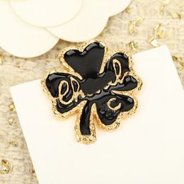 2024 Luxury quality charm brooch with blue Colour design in 18k gold plated have stamp box leaf shape words design PS3098B