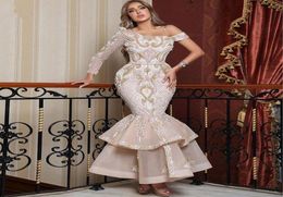 Saudi Arabia Mermaid Evening Dresses Lace One Shoulder Long Sleeves Prom Dresses Middle East Sexy Formal Party Gowns7341731