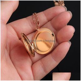 Lockets Stainless Steel Round Necklaces With Chain Mes Po Box Pendants For Women Men Lover Decor Jewellery Drop Delivery Dheyt