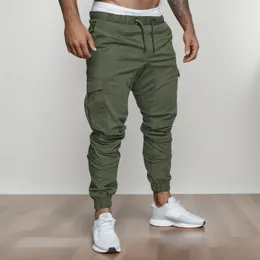 Men's Pants Casual Jogging Sports Solid Color Multi Pocket Drawstring Cargo Trousers Street Hip Bottom