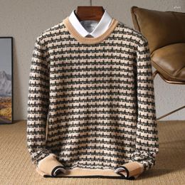 Men's Sweaters All Wool Knitted Sweater Round Neck Pullover Autumn And Winter Business Leisure Long SSleeved High-end Top