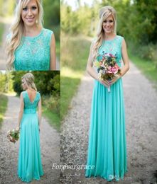 Mint Green Bridesmaid Dress A Line Jewel Neckline Long Chiffon Lace Top Maid of Honor Dress Wedding Guest Gown Custom Made Plus Si2479254