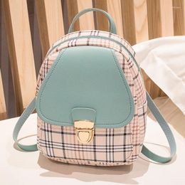 School Bags Mini Backpack Crossbody Bag For Teenage Girl Plaid Women Shoulder Phone Purse Korean Style Trendy Female 2024