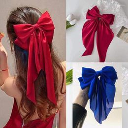 Hair Accessories Bow Streamers Clips Solid Satin Hairpin Ribbon Clip For Girls Fashion Simple Headdress With
