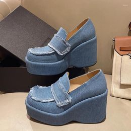 Dress Shoes Wedges Platform High Heels Loafers Women Cowboy Walking Summer 2024 Fashion Pumps Brand Mujer Zapatillas