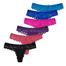Panties Women's 5 PCS/Set Sexy Lace Thong Women Low Waist Panties Transparent Underwear Ladies Lingere Panty Underware Womens G String 87169 220512 ldd240311