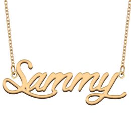 Sammy Name Necklace Custom Nameplate Pendant for Women Girls Birthday Gift Kids Best Friends Jewelry 18k Gold Plated Stainless Steel