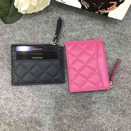 Genuine Leather Fashion small wallet Sheepskin luxury designer unisex id Card Holders Zipper Slim holder case mini money bag X2203263d