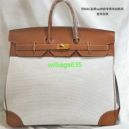 Handmade Bags Genuine Leather Handbags Bk50 High Capacity Handbags 50cm Large Travel Bags Large Capacity Bag Leather Travel Bag Domineering have logo HBS5S4