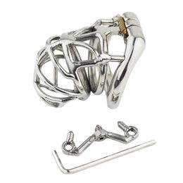 Stainless Steel Male Chastity Device Adult Chastity Cage With Curve Cock Ring Bondage Penis Chastity Belt Sex Toys for Men