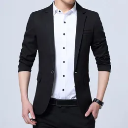 Men's Suits Single-button Suit Coat Slim Fit Business Style With Single Button Closure Long Sleeve Mid Length For Work