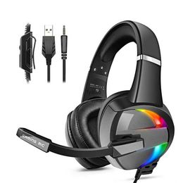 Cell Phone Earphones RGB gaming head with noise cancelling microphone surround sound LED earphones suitable for PS5 PS4 Xbox One PC MacH240311
