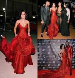 Sparkly Glitter Mermaid Evening Dresses Sheer Neck Ruffles Long Birthday Prom Party Gowns Custom Made Red Carpet Celebrity Dresses9163230