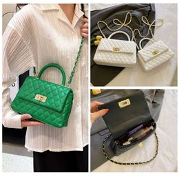 Small 2024 New Lock Buckle Korean Version Single Shoulder Bags Diagonal Cross Small Square Minimalist Size Women's Handbag Diamond Grid Fashionable Handheld