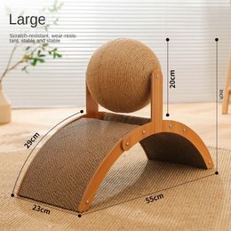 Cat Scratching Board Cat Toy Wooden Cat Grasping Ball Grinding Claw Hand Wrapped Sword Hemp Rope Cat Climbing Frame Pet Supplies 240301