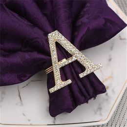 6 PCS diamond inlaid English letter napkin ring Napkin Ring el Restaurant towel buckle ornaments free of 240304