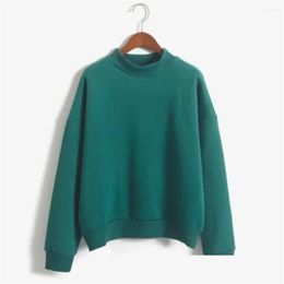 Womens Hoodies Sweatshirts Autumn Winter Casual Women Solid Colour Crew Neck Long Sleeve Sweatshirt Plover Drop Delivery Apparel Clothi Otauf