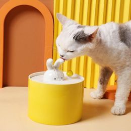Cat Bowls & Feeders KIMPETS Creative Design Automatic Water Fountain Ceramics Pet Dispenser 5-Layer Filtration Mute Dogs Drinking 332b