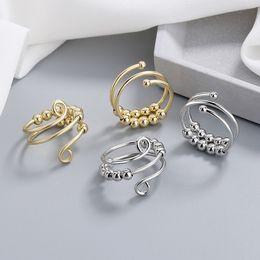 Adjustable Double-layer Open Decompress Ring Band Wrap Ladies Rings Women Golden Ring Fashion Jewelry