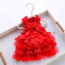 Small Dog Wedding Dress Princess Pet Clothes Bow knot Puppy Cat Party Dress Pomeranian Chihuahua Yorksies Costume Drop LJ2253u