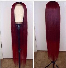 Burgundy Lace Front Wig Colored Red Human Hair Wigs 1B99J 13x4 Remy Wigs For Black Women 150 Density PrePlucked Hairline3023506