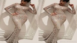 Sparkly Long Sleeves Mermaid Arabic Dubai Prom Dresses Jewel Neck Event Evening Party pageant Gowns Plus Size Abendkleider robe de8089217