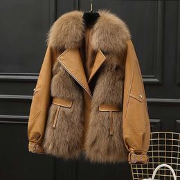 Women's 2023 Autumn/Winter New Haining Korean Imitation Fox Grass Leather And Fur Integrated Coat Youth Edition 9085