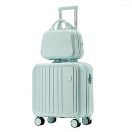 Suitcases 18 Inch Boarding Case Travel Suitcase Set Female Student Luggage Trolley Password Box Small Kids Carry On Rolling2558