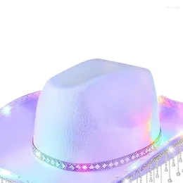 Berets Cowboy Hats With String Light Hat For Disco House Cocktails Parties