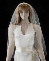 New Real Image Simple Romantic Line Edge With Comb 1T Lvory White Wedding Veil Fingertip Bridal Ve6126761