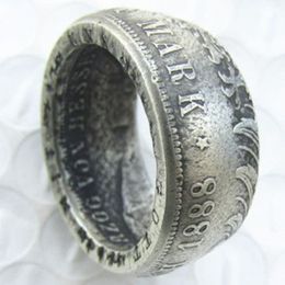 Germany Silver Coin Ring 5 MARK 1888 Silver Plated Handmade In Sizes 8-16334U