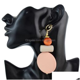 Charm Bohemian Resin Round Wood Bead Statement Earring Ear Stud For Fashion Jewellery Drop Delivery Earrings Dhgarden Dh0R9