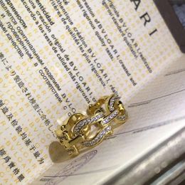 Designer Bracelet Fredjewelry v Gold Fei Family High Edition Horseshoe Buckle Ring for Women Thickened 18k Rose Gold Full Diamond Ring Small and Popular