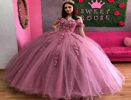 Charming vestidos de 15 Quinceanera Dresses 3D Applique Puffy Skirt LaceUp Back Sweet 16 Party Dress Long Prom Gowns1493814