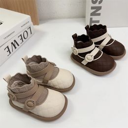 Girls Martin Boots Autumn and Winter Baby Socks Short Boots Childrens Fashion Princess Soft Sole Walking Shoes 0-1-3 Years Old 240229