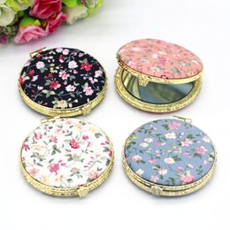 Portable Round Makeup Compact Mirror Vintage Cosmetic Small Mirror Chinese Printing Wedding Favor Folding Double Sided Mirror BH8386 FF
