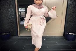 Muslim Wrinkled Pencil Skirt Pliss Maxi Dress Trumpet Sleeve Abaya evening Long Robes Tunic Middle East Ramadan Arab Islamic Cloth3482478