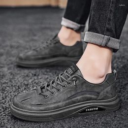 Casual Shoes Soft-soled Leather Sneakers For Men Platform Spring Low-tops Men's Walking Outdoor Wear-resistant