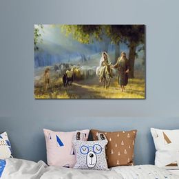 Christmas Gift Joseph Brickey Oil Paintings Journey to Bethlehem Handmade Canvas Art of Christ Modern Landscape Figure Artwork Liv234S