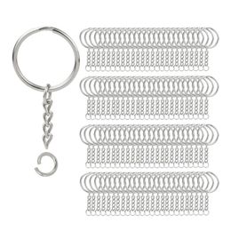 200Pcs Split Key Chain Rings with Chain Silver Key Ring and Open Jump Rings Bulk for Crafts DIY 1 Inch 25mm254n