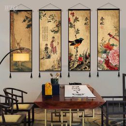 Chinese Style Lotus Peony Buddhism Zen Retro Poster Canvas Painting Wall Decor Poster Wall Art Picture Room Decor Home Decor Y0927288C