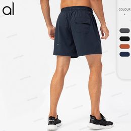 Alo Men's New summer Solid Color gym Running Cycling grey Sports Shorts Casual Quick Drying Breathable Fitness Capris Lightweight Elastic Adult Pants Sportswear