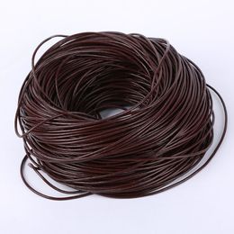 100metrs lot 100% Real Genuine Brown 3 sizes Round Oxhide Real Leather Thong Gorgeous Bracelet Necklace Cords Wire Jewelry DIY Mak2989