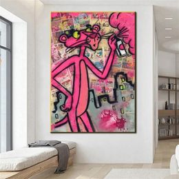 Paintings Graffiti Pink Panther Canvas Painting Colourful Posters And Prints Street Wall Art Pictures For Living Room Bedroom Home293a