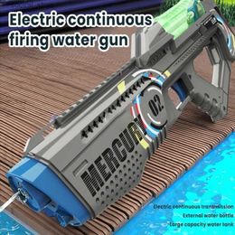 Gun Toys Electric Continuous Firing Water Gun Fully Automatic Luminous Water Blaster Gun Summer Outdoor Pool Toy for Adult Kid Boy Gift L240311