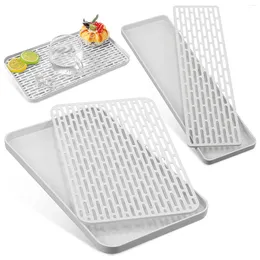 Kitchen Storage 2 Pcs Counter Drainer Tray Double Layer Drainage Dish Drying Rack Plate Pad Multifunctional