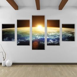 5pcs set Unframed The Earth Universe Scene Landscape Painting On Canvas Wall Art Painting Art Picture For Living Room Decor216P