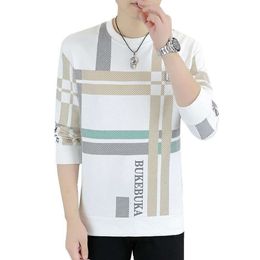 Yao Yao Collar Xi'an Men's Sweater Spring Round Neck Loose Bottom Fashion Versatile Letter Printed Long Sleeved T-Shirt