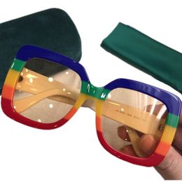 quality design g0083s square bigrim sunglasses rainbow patchwork plank gradient sun glasses uv400 for women 5524140 fashion female300J