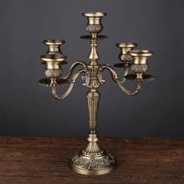 Candle Holders 3-arms 5-arms Bronze Metal Wedding Candlestick Decoration Candle Stand Light Holder for Home Decor269i